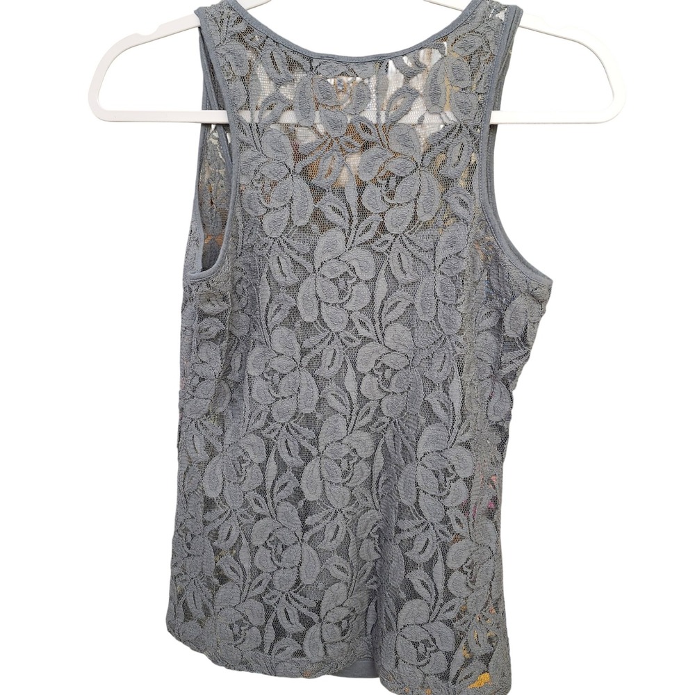 The Limited Y2K blue gray sleeveless lace floral cottagecore lined tank XS - Picture 2 of 9